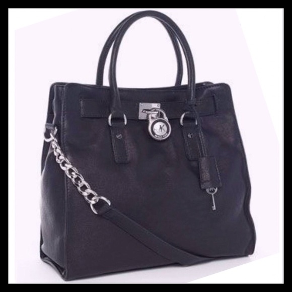 Michael Kors Hamilton Large Tote Black And Silver - Picture 2 of 6